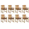 Image de vidaXL Chaises de jardin avec coussins lot de 8 Bois d'acacia solide