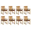 Image de vidaXL Chaises de jardin avec coussins lot de 8 Bois d'acacia solide