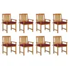Image de vidaXL Chaises de jardin avec coussins lot de 8 Bois d'acacia solide