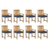 Image de vidaXL Chaises de jardin avec coussins lot de 8 Bois d'acacia solide