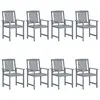 Image de vidaXL Chaises de jardin lot de 8 Bois massif d'acacia Gris