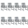 Image de vidaXL Chaises de jardin et coussins lot de 8 Bois acacia solide Gris