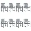 Image de vidaXL Chaises de jardin et coussins lot de 8 Bois acacia solide Gris