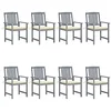 Image de vidaXL Chaises de jardin et coussins lot de 8 Bois acacia solide Gris