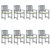 Image de vidaXL Chaises de jardin et coussins lot de 8 Bois acacia solide Gris