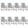 Image de vidaXL Chaises de jardin et coussins lot de 8 Bois acacia solide Gris