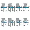Image de vidaXL Chaises de jardin et coussins lot de 8 Bois acacia solide Gris