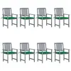 Image de vidaXL Chaises de jardin et coussins lot de 8 Bois acacia solide Gris