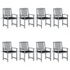 Image de vidaXL Chaises de jardin et coussins lot de 8 Bois acacia solide Gris