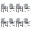 Image de vidaXL Chaises de jardin et coussins lot de 8 Bois acacia solide Gris
