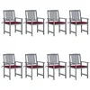 Image de vidaXL Chaises de jardin et coussins lot de 8 Bois acacia solide Gris