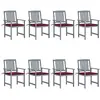 Image de vidaXL Chaises de jardin et coussins lot de 8 Bois acacia solide Gris