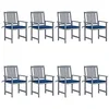 Image de vidaXL Chaises de jardin et coussins lot de 8 Bois acacia solide Gris