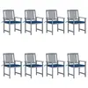 Image de vidaXL Chaises de jardin et coussins lot de 8 Bois acacia solide Gris