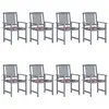 Image de vidaXL Chaises de jardin et coussins lot de 8 Bois acacia solide Gris