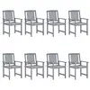 Image de vidaXL Chaises de jardin et coussins lot de 8 Bois acacia solide Gris