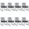 Image de vidaXL Chaises de jardin et coussins lot de 8 Bois acacia solide Gris