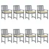 Image de vidaXL Chaises de jardin et coussins lot de 8 Bois acacia solide Gris