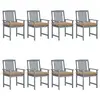Image de vidaXL Chaises de jardin et coussins lot de 8 Bois acacia solide Gris