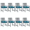 Image de vidaXL Chaises de jardin et coussins lot de 8 Bois acacia solide Gris