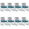 Image de vidaXL Chaises de jardin et coussins lot de 8 Bois acacia solide Gris