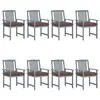Image de vidaXL Chaises de jardin et coussins lot de 8 Bois acacia solide Gris