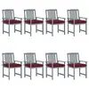 Image de vidaXL Chaises de jardin et coussins lot de 8 Bois acacia solide Gris