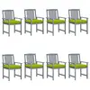 Image de vidaXL Chaises de jardin et coussins lot de 8 Bois acacia solide Gris