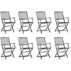 Image de vidaXL Chaises pliables d'extérieur lot de 8 et coussins Bois d'acacia