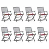 Image de vidaXL Chaises pliables d'extérieur lot de 8 et coussins Bois d'acacia