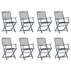 Image de vidaXL Chaises pliables d'extérieur lot de 8 et coussins Bois d'acacia