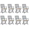 Image de vidaXL Chaises pliables d'extérieur lot de 8 et coussins Bois d'acacia