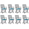 Image de vidaXL Chaises pliables d'extérieur lot de 8 et coussins Bois d'acacia
