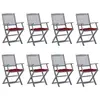 Image de vidaXL Chaises pliables d'extérieur lot de 8 et coussins Bois d'acacia