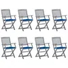 Image de vidaXL Chaises pliables d'extérieur lot de 8 et coussins Bois d'acacia