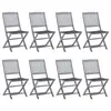 Image de vidaXL Chaises pliantes 8 pièces avec coussins en bois d'acacia massif