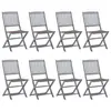 Image de vidaXL Chaises pliables d'extérieur lot de 8 et coussins Bois d'acacia