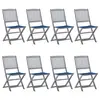 Image de vidaXL Chaises pliables d'extérieur lot de 8 et coussins Bois d'acacia