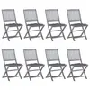 Image de vidaXL Chaises pliables d'extérieur lot de 8 et coussins Bois d'acacia