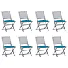 Image de vidaXL Chaises pliables d'extérieur lot de 8 et coussins Bois d'acacia