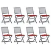 Image de vidaXL Chaises pliables d'extérieur lot de 8 et coussins Bois d'acacia