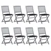 Image de vidaXL Chaises pliables d'extérieur lot de 8 et coussins Bois d'acacia