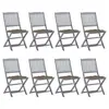 Image de vidaXL Chaises pliables d'extérieur lot de 8 et coussins Bois d'acacia