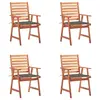 Image de vidaXL Chaises à manger d'extérieur lot de 4 et coussins Acacia massif