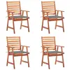 Image de vidaXL Chaises à manger d'extérieur lot de 4 et coussins Acacia massif