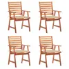 Image de vidaXL Chaises à manger d'extérieur lot de 4 et coussins Acacia massif