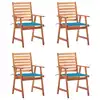 Image de vidaXL Chaises à manger d'extérieur lot de 4 et coussins Acacia massif
