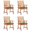 Image de vidaXL Chaises à manger d'extérieur lot de 4 et coussins Acacia massif