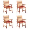 Image de vidaXL Chaises à manger d'extérieur lot de 4 et coussins Acacia massif