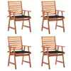 Image de vidaXL Chaises à manger d'extérieur lot de 4 et coussins Acacia massif